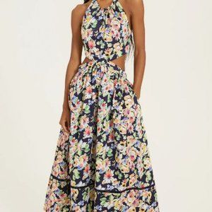 Something Navy Floral Cut Out Midi Dress